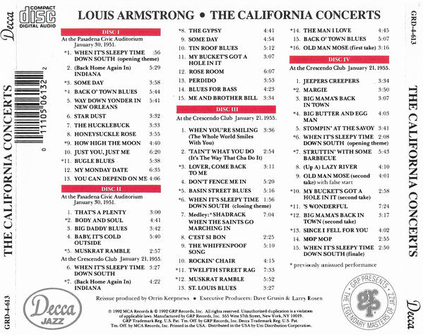 Louis Armstrong : The California Concerts (4xCD, Comp)