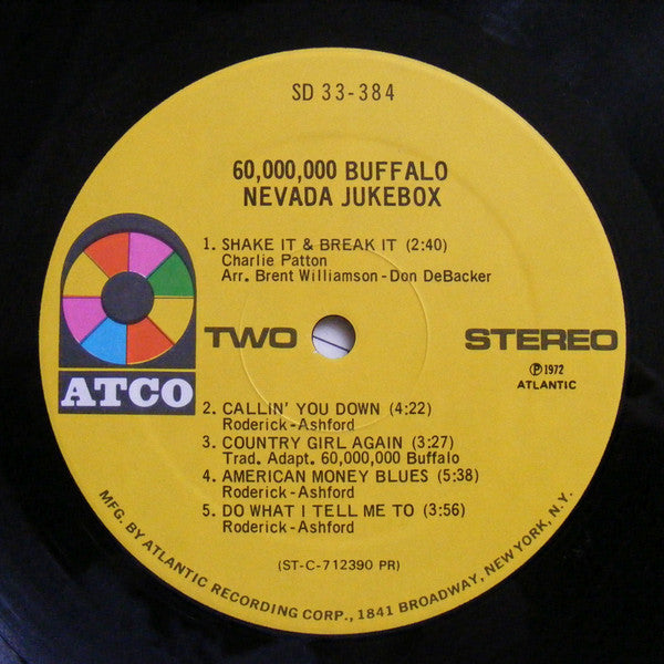 60,000,000 Buffalo : Nevada Jukebox (LP, Album, PR)