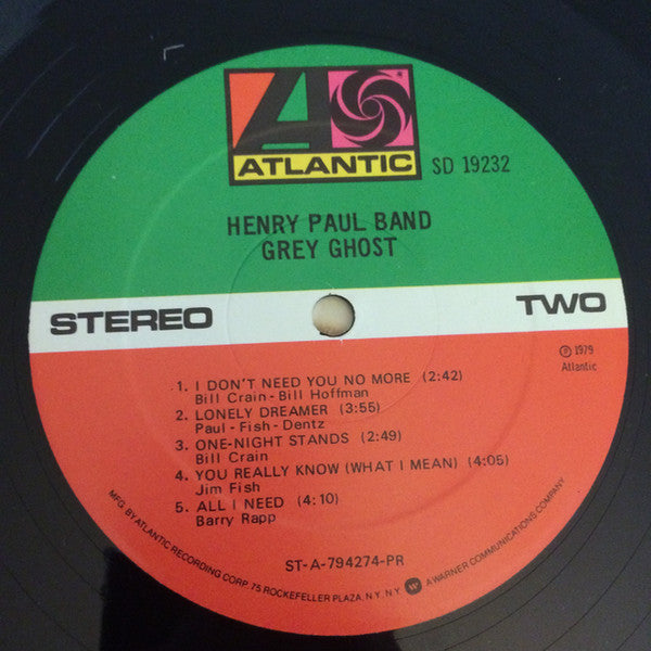 Henry Paul Band : Grey Ghost (LP, Album, Pre)