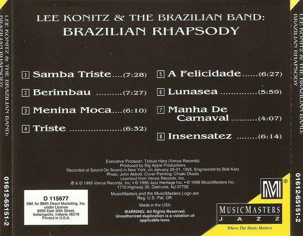 Lee Konitz & The Brazilian Band : Brazilian Rhapsody (CD, Album, Club)