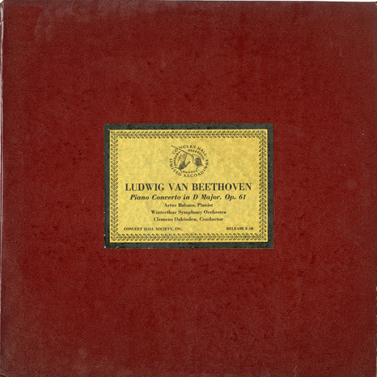Ludwig van Beethoven - Arthur Balsam, Winterthur Symphony Orchestra, Clemens Dahinden : Piano Concerto In D Major, Op. 61 (LP, Mono, Ltd, Num, Red)