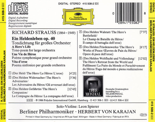 Richard Strauss – Berliner Philharmoniker ∙ Herbert von Karajan : Ein Heldenleben (CD, Album)