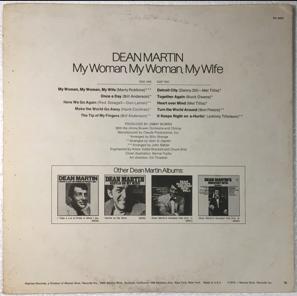 Dean Martin : My Woman, My Woman, My Wife (LP, Album, Club)