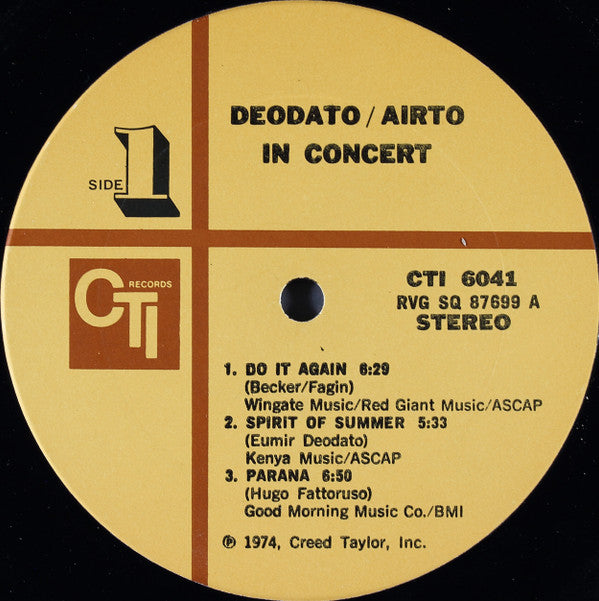 Eumir Deodato / Airto Moreira : In Concert (LP, Album, Pit)