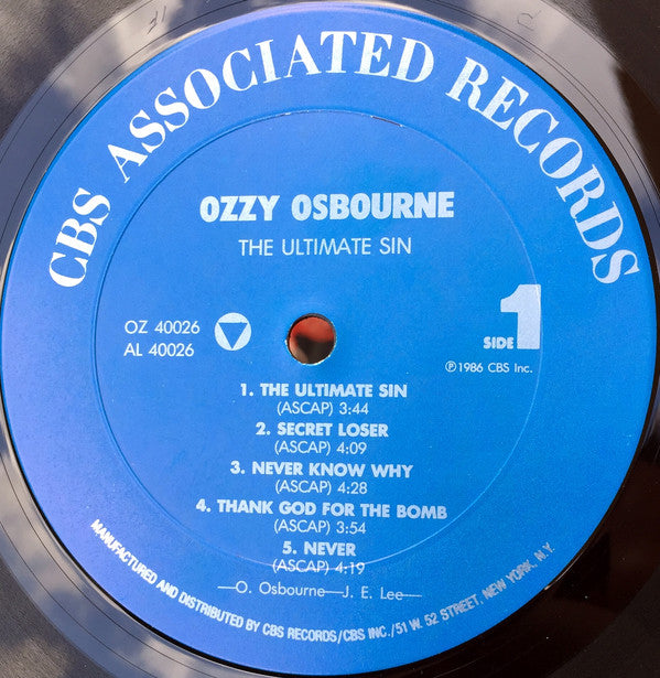 Ozzy Osbourne : The Ultimate Sin (LP, Album, Pit)