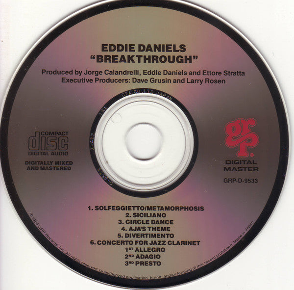 Eddie Daniels With Philharmonia Orchestra : Breakthrough (CD, Album)