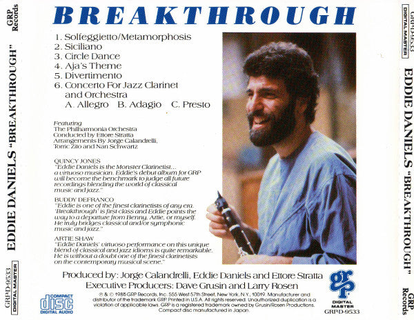 Eddie Daniels With Philharmonia Orchestra : Breakthrough (CD, Album)