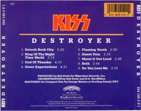 Kiss : Destroyer (CD, Album, RE)