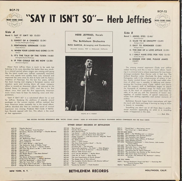 Herb Jeffries : Say It Isn't So (LP, Album)