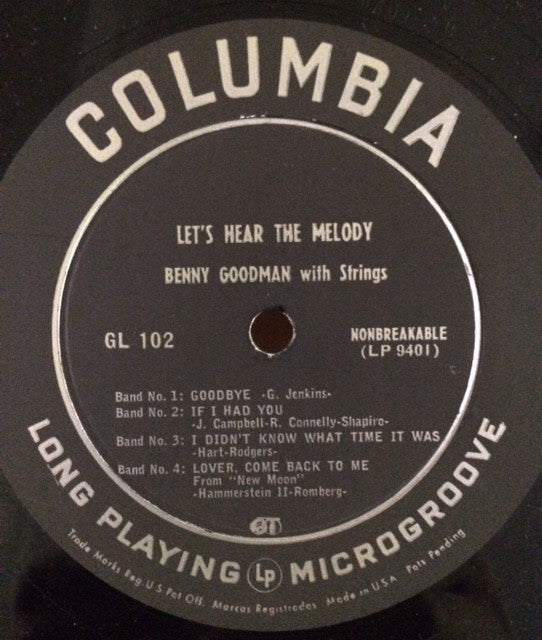 Benny Goodman With Strings : Let's Hear The Melody (10", Mono)