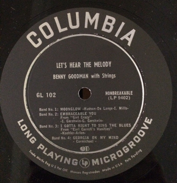 Benny Goodman With Strings : Let's Hear The Melody (10", Mono)