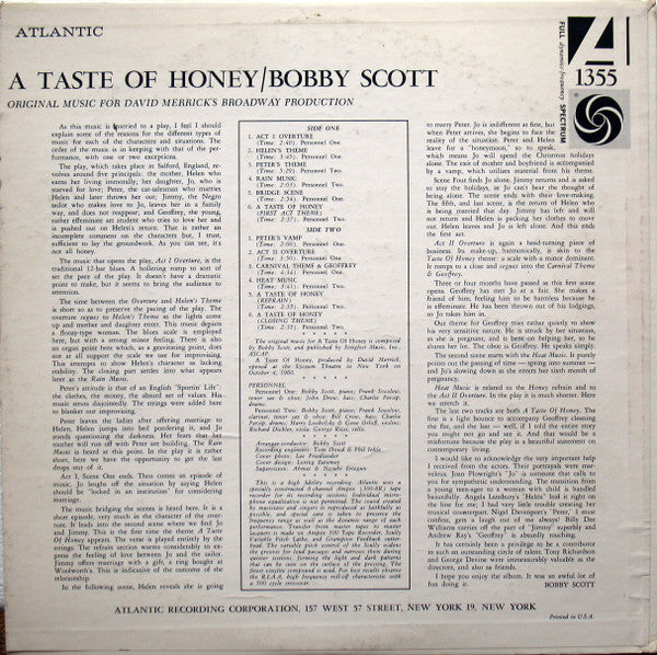 Bobby Scott : A Taste Of Honey (LP, Album, Mono)