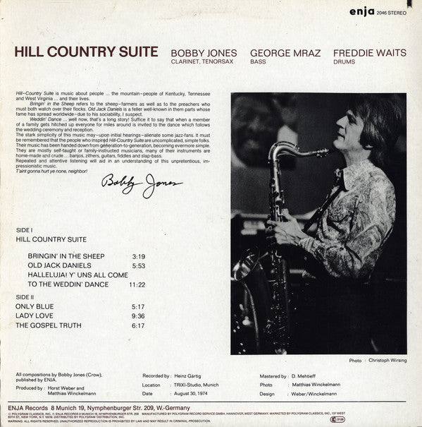 Bobby Jones (2) : Hill Country Suite (LP, Album, RE)