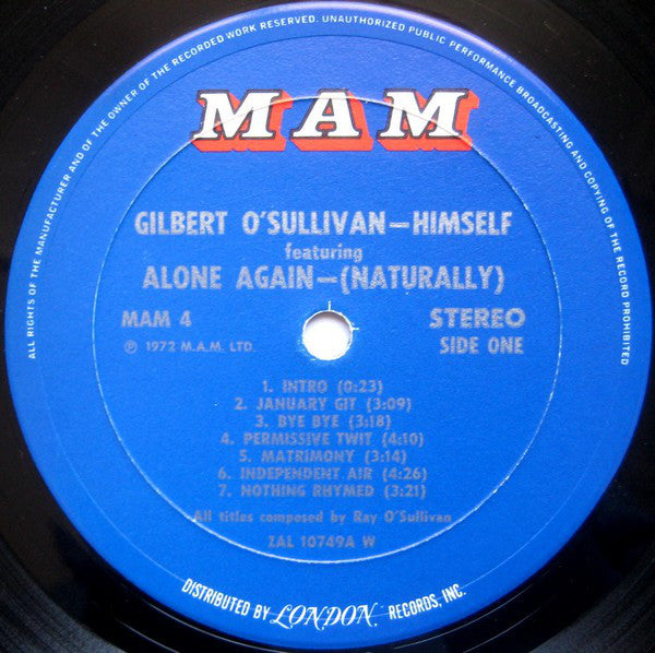 Gilbert O'Sullivan : Himself (LP, Album, RE, Wad)
