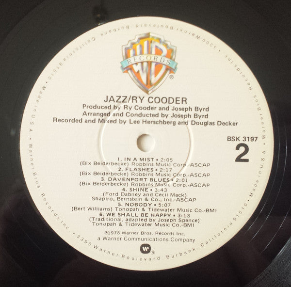 Ry Cooder : Jazz (LP, Album, Win)