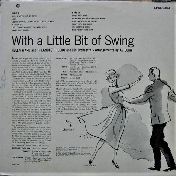 Helen Ward, Peanuts Hucko And His Orchestra : With A Little Bit Of Swing (LP, Album, Mono)