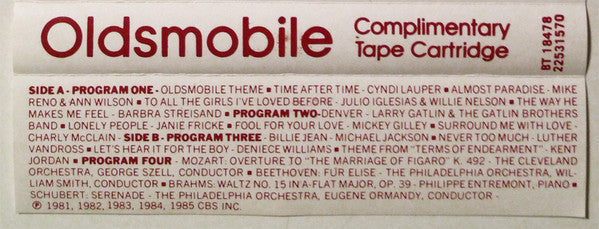 Various : Oldsmobile Complimentary Tape Cartridge (Cass, Comp)