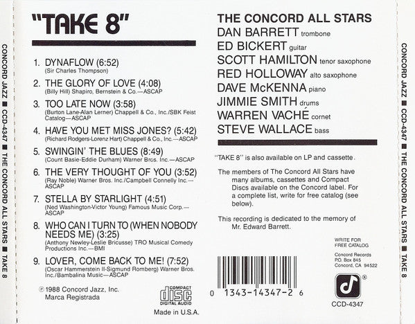 The Concord All Stars : Take 8 (CD, Album)