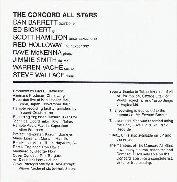 The Concord All Stars : Take 8 (CD, Album)