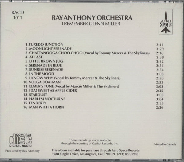 Ray Anthony & His Orchestra : I Remember Glenn Miller (CD, Comp)