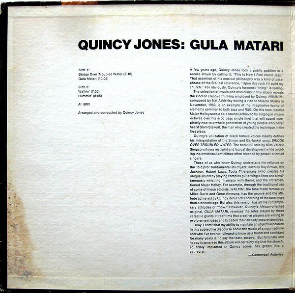 Quincy Jones : Gula Matari (LP, Album, Pit)