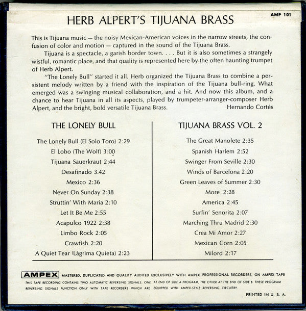 Herb Alpert & The Tijuana Brass : The Lonely Bull / Tijuana Brass Vol. 2 (Reel, 4tr Stereo, 7" Reel, Comp, Dou)