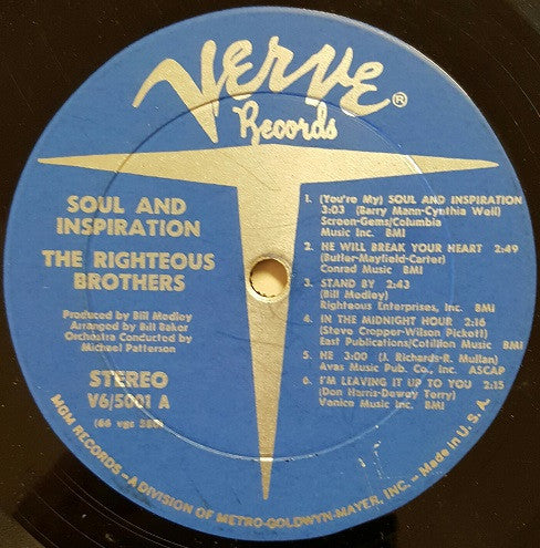 Buy The Righteous Brothers : Soul & Inspiration (LP, Album, MGM) Online for  a great price – The Turntable Store