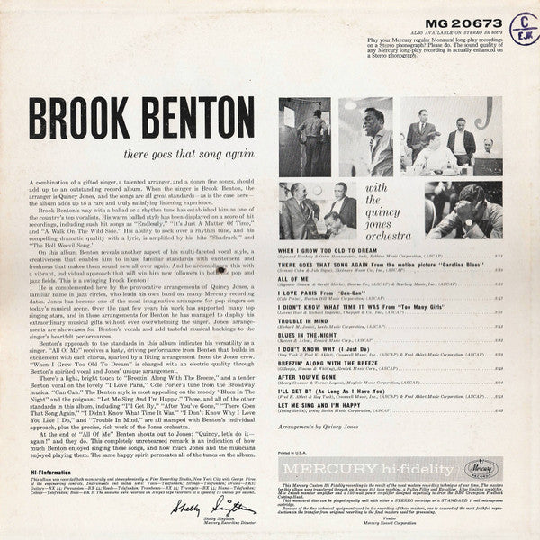 Brook Benton : There Goes That Song Again (LP, Album, Mono)