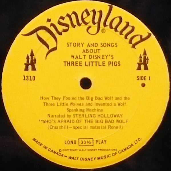 Sterling Holloway With Tutti Camarata : Story And Songs About Walt Disney's 3 Little Pigs (LP, Album)
