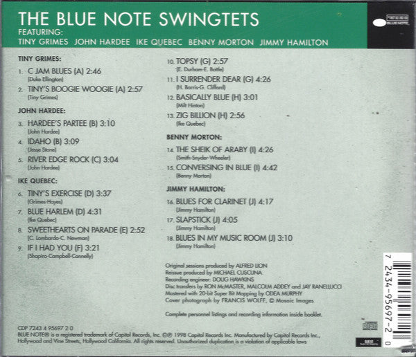 The Blue Note Swingtets Featuring Tiny Grimes, John Hardee, Ike Quebec, Benny Morton, Jimmy Hamilton : The Blue Note Swingtets (CD, Comp, Mono)