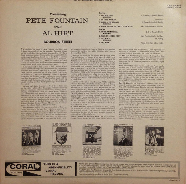 Pete Fountain, Al Hirt : Presenting Pete Fountain With Al Hirt - Bourbon Street (LP, Album, Mono, Pin)