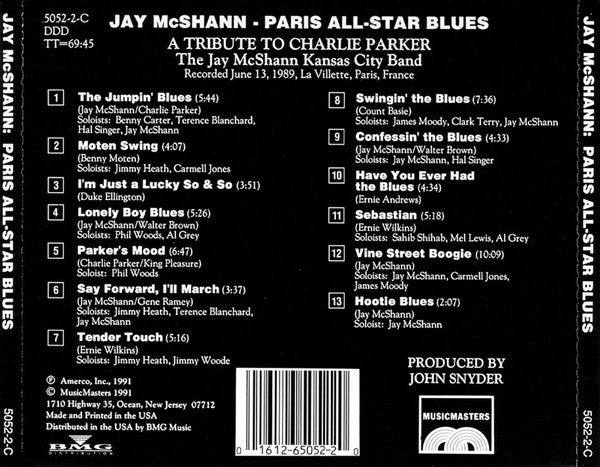 Paris All-Star Blues Featuring Jay McShann : A Tribute To Charlie Parker (CD)