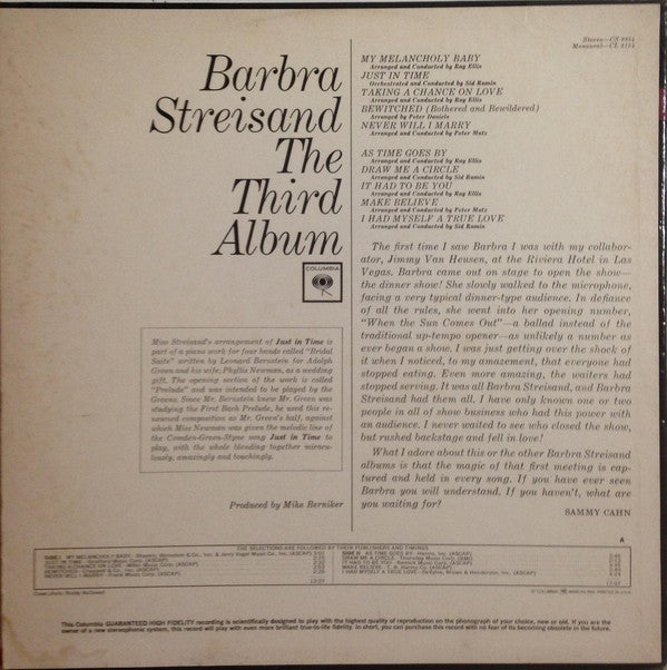 Barbra Streisand : The Third Album (LP, Album, Mono, RP)