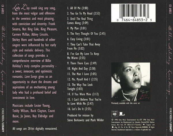 Billie Holiday : Love Songs (CD, Comp, RM)