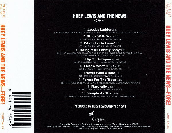 Huey Lewis And The News* : Fore! (CD, Album)