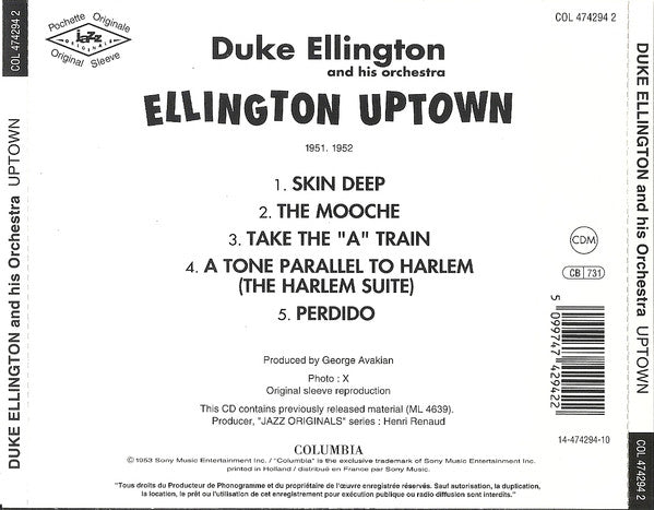 Duke Ellington And His Orchestra : Ellington Uptown (CD, Album, Mono, RE)