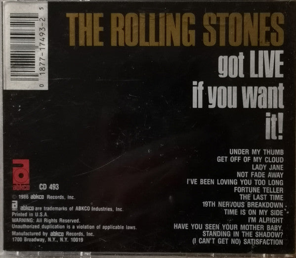 The Rolling Stones : Got Live If You Want It! (CD, Album, Mono, RE, RM)