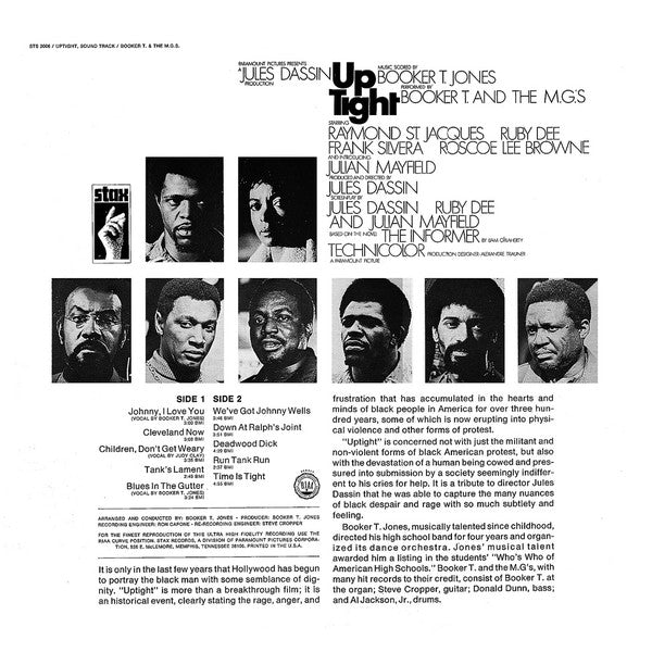 Booker T. Jones / Booker T & The MG's : Up Tight (Music From The Score Of The Motion Picture) (LP, Album, Pit)