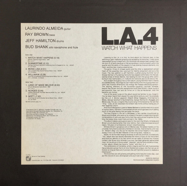 LA4 : Watch What Happens (LP, Album)