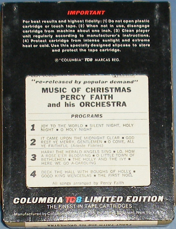 Percy Faith & His Orchestra : Music Of Christmas (8-Trk, Album, RE)